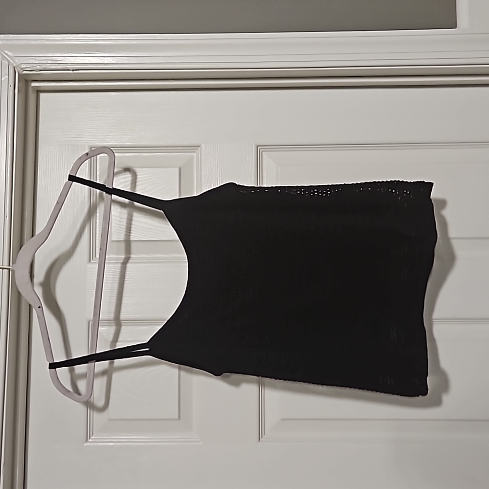 Black Knit Spaghetti Strap Tank Top - Picture 4 of 5